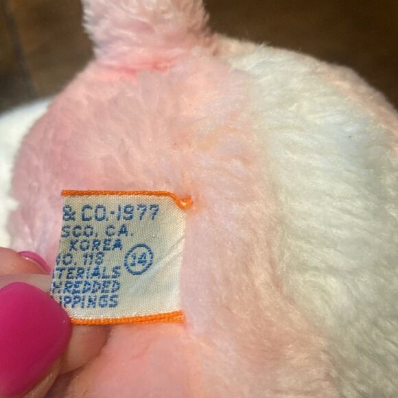 Vintage plush toys Bundle Mattel Baby Beans, wind up bear,Dankin pink elephant - Picture 12 of 14